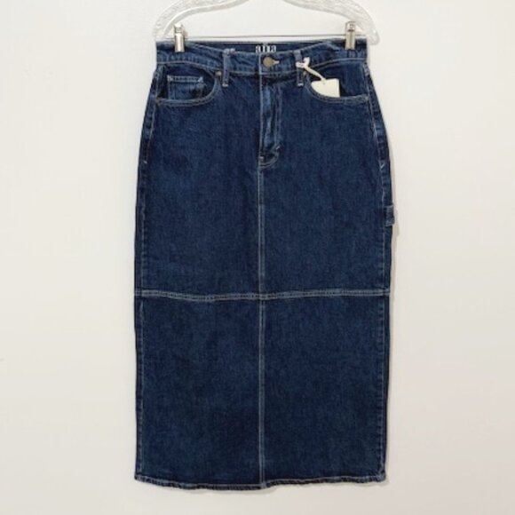 A.N.A Women's High Rise Denim Maxi Skirt Dark Indigo Stone Size 8 - Picture 2 of 5